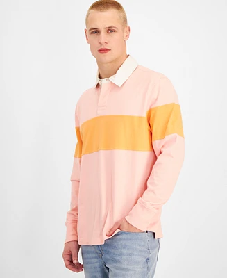 Sun + Stone Men's Aaron Colorblocked Long Sleeve Rugby Shirt, Created for Macy's