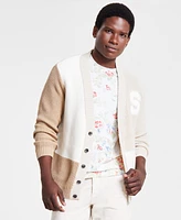 Sun + Stone Men's Regular-Fit Colorblocked Patchwork Cardigan, Created for Macy's