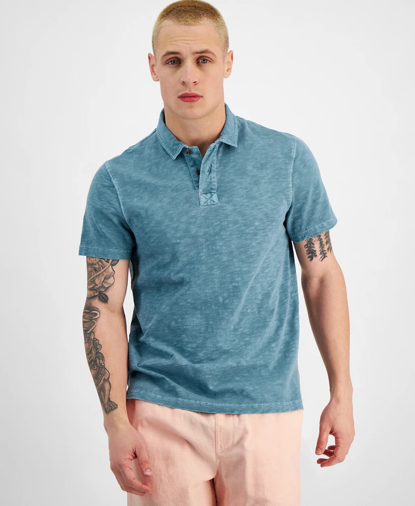 Sun + Stone Men's Regular-Fit Textured Polo Shirt