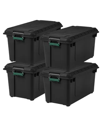 Iris 82 Quart WeatherPro Storage Box, Remington, Black, Set of 4