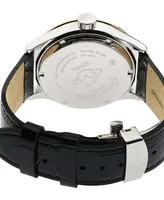 GV2 by Gevril Men's Swiss Quartz Giromondo Black Leather Watch 42mm