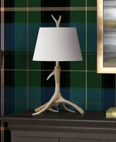 Ellsworth 27" Rustic Lodge Resin Antler Lamp with Linen Shade