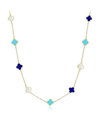 The Lovery Mini Blue Mixed Clover Necklace