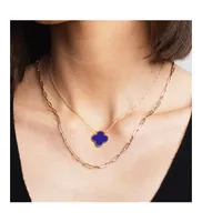 The Lovery Extra Large Lapis Single Clover Necklace 14K Gold