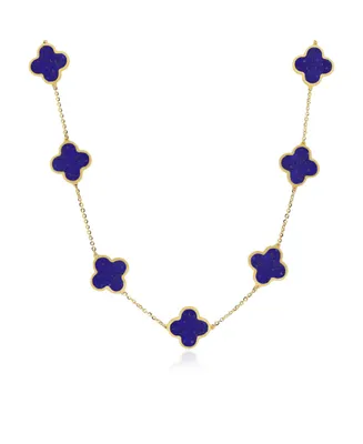 The Lovery Large Lapis Clover Necklace