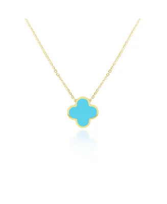 The Lovery Turquoise Single Clover Necklace 14K Gold