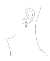 Bling Jewelry Pave Halo Dangle Teardrop Cubic Zirconia Pink Cz Drop Earrings For Women Prom Rose Gold Plated Brass