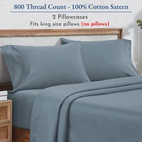Luxury 800 Thread Count 2 King Pillowcases, 100% Cotton Sateen, Soft, Smooth & Thick, Fits Pillows by California Design Den