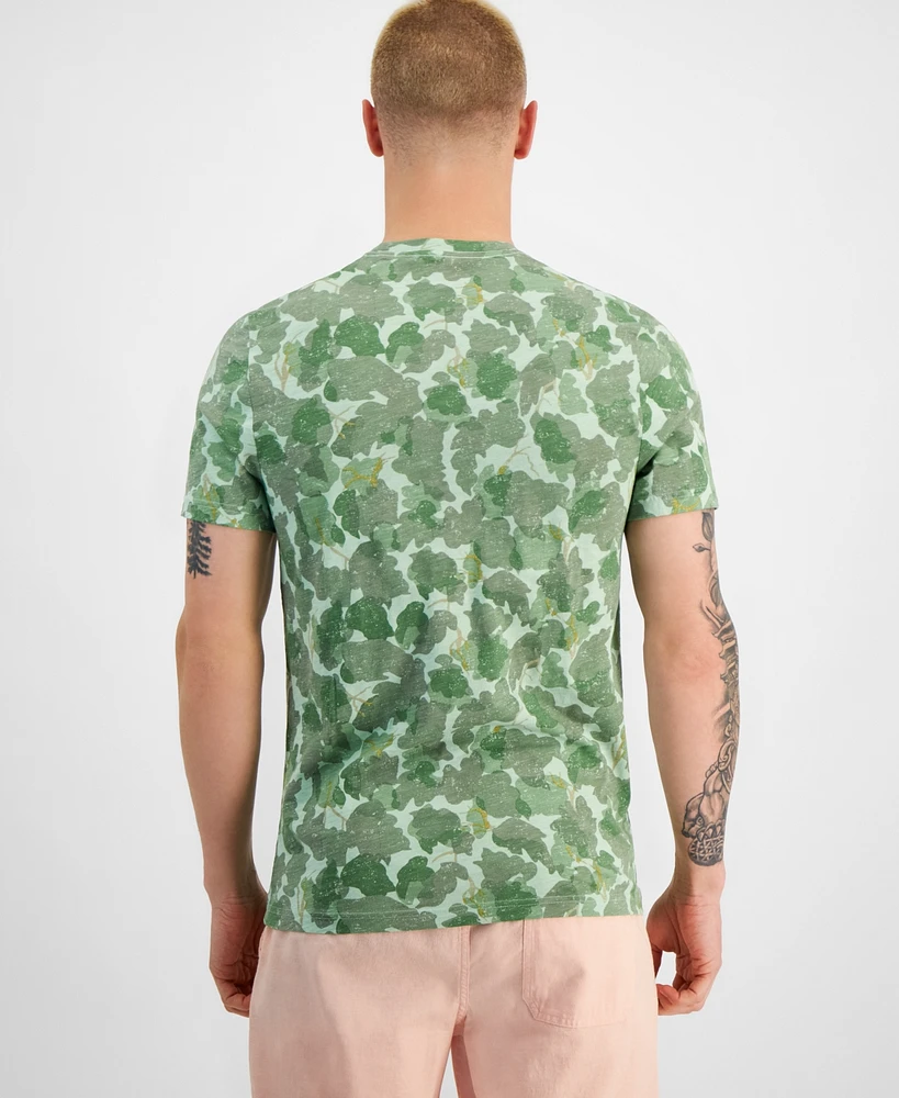 Sun + Stone Men's Short Sleeve Crewneck Leaf Camo T-Shirt, Created for Macy's
