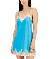 I.n.c. International Concepts Women's Lace-Trim Stretch Satin Chemise, Created for Macy's