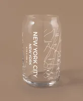 Narbo The Can New York City Map 16 oz Everyday Glassware, Set of 2