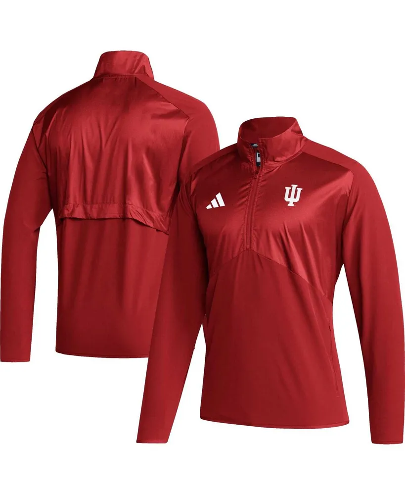 Men's adidas Crimson Indiana Hoosiers Sideline Aeroready Raglan Sleeve Quarter-Zip Jacket