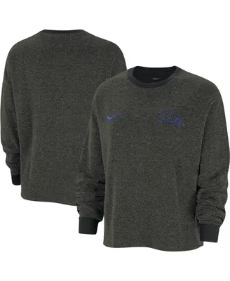 Women's Nike Black Duke Blue Devils Yoga Script Pullover Sweatshirt