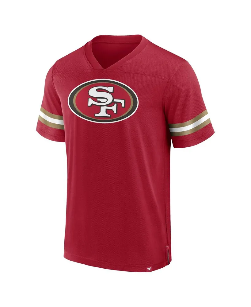 Men's Fanatics Scarlet San Francisco 49ers Jersey Tackle V-Neck T-shirt