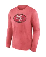 Men's Fanatics Scarlet Distressed San Francisco 49ers Washed Primary Long Sleeve T-shirt