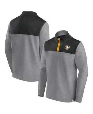 Men's Fanatics Heather Gray Pittsburgh Penguins Launch It Quarter-Zip Jacket