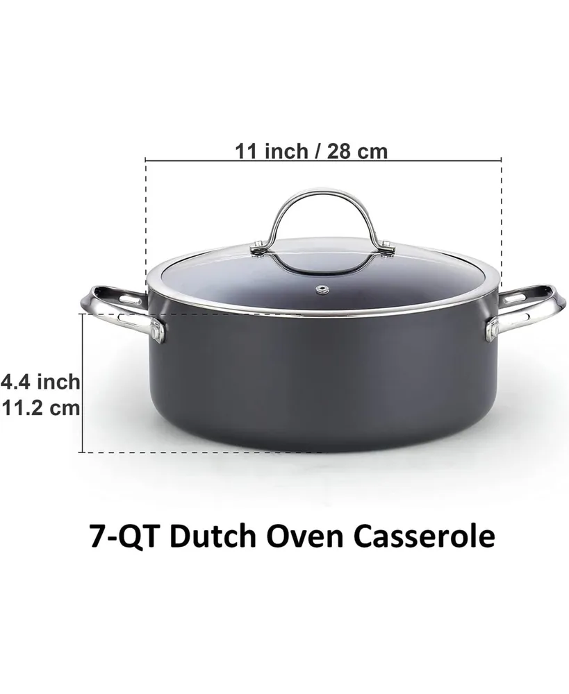 Cooks Standard Stock Pot Dutch Oven Casserole with Glass Lid, 7-Quart Classic Hard Anodized Nonstick Stockpot, Black