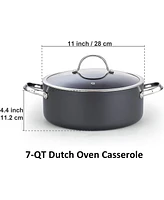 Cooks Standard Stock Pot Dutch Oven Casserole with Glass Lid, 7-Quart Classic Hard Anodized Nonstick Stockpot, Black