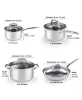 Cook N Home 8-Piece Stainless Steel Pots and Pans Cookware Set, Silver