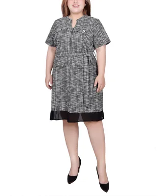 Ny Collection Plus Size Short Sleeve Zip Front Dress