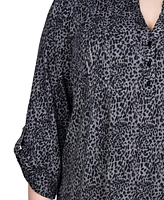 Ny Collection Plus 3/4 Roll Sleeve Top