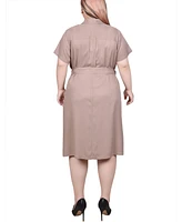 Ny Collection Plus Size Short Sleeve Safari Style Dress