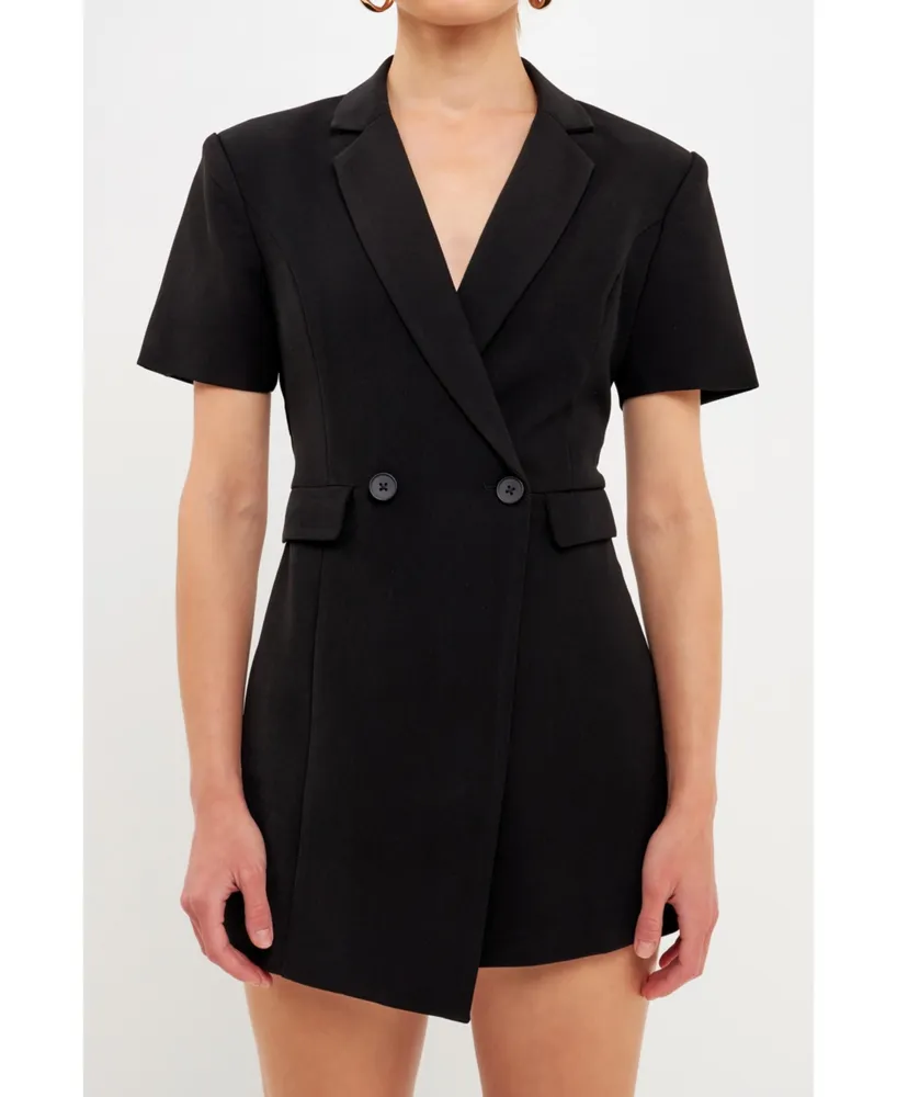 Women's Short Sleeve Blazer Romper