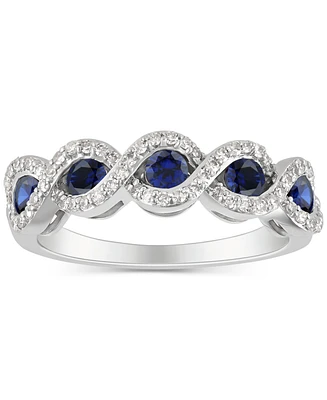 Emerald (5/8 ct. t.w.) & Diamond (1/4 ct. t.w.) Infinity Ring in 14k White Gold (Also in Ruby & Sapphire)