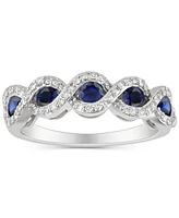Emerald (5/8 ct. t.w.) & Diamond (1/4 ct. t.w.) Infinity Ring in 14k White Gold (Also in Ruby & Sapphire)