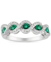 Emerald (5/8 ct. t.w.) & Diamond (1/4 Infinity Ring 14k White Gold (Also Ruby Sapphire)