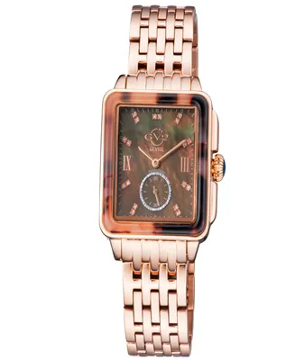 GV2 by Gevril Women's Bari Tortoise Rose Gold-Tone Stainless Steel Watch 34mm