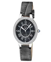 GV2 by Gevril Women's Astor Ii Black Leather Watch 38mm