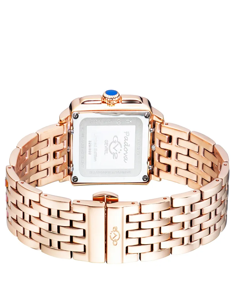 GV2 by Gevril Women's Padova Rose Gold-Tone Stainless Steel Watch 30mm