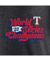 Women's Fanatics Heather Charcoal Texas Rangers 2023 World Series Champions Appeal Play Tri-Blend V-Neck T-shirt