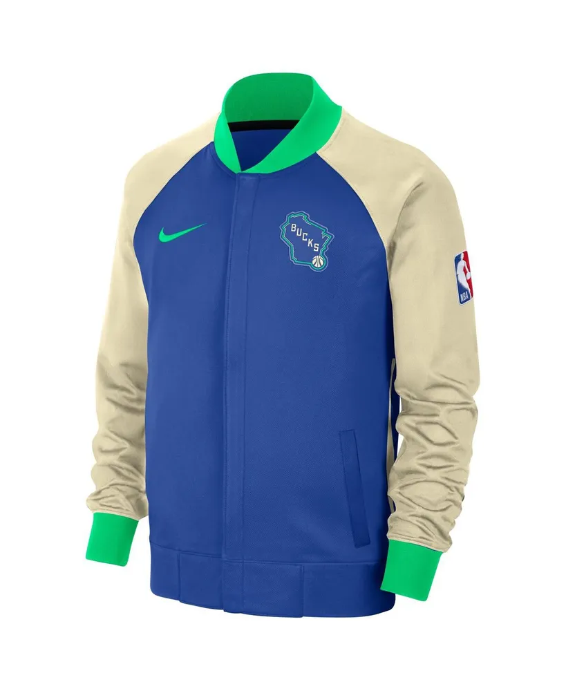 Men's Nike Royal Milwaukee Bucks 2023/24 City Edition Authentic Showtime Performance Raglan Full-Zip Jacket