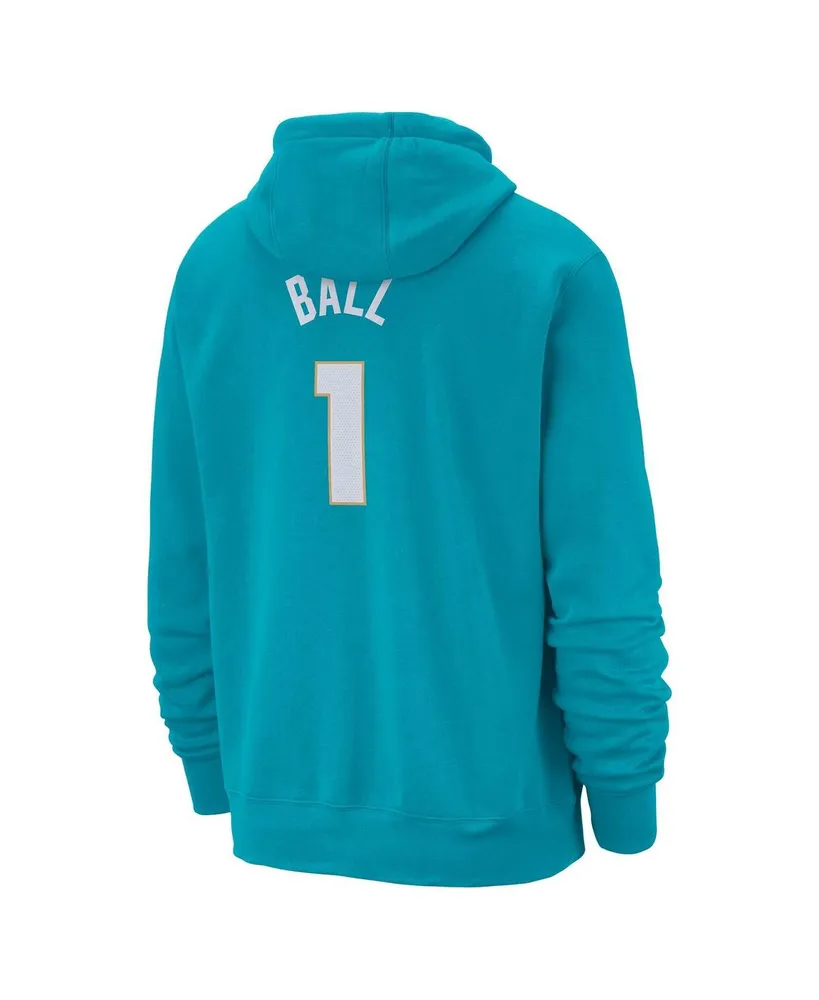 Men's Jordan LaMelo Ball Teal Charlotte Hornets 2023/24 City Edition Name and Number Pullover Hoodie