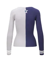 Women's Staud Navy, White Dallas Cowboys Cargo Sweater