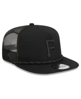 Men's New Era Pittsburgh Pirates Black on Black Meshback Golfer Snapback Hat