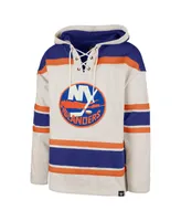 Men's '47 Brand Oatmeal New York Islanders Rockaway Lacer Pullover Hoodie