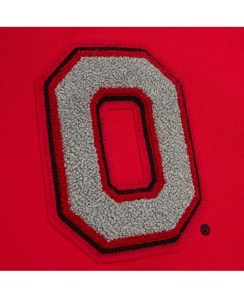 Men's Mitchell & Ness Scarlet Ohio State Buckeyes Team Legacy French Terry Pullover Hoodie