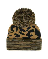 Women's '47 Brand New York Yankees Leopard Rosette Cuffed Knit Hat with Pom