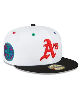 Men's New Era White, Black Oakland Athletics 1973 World Series Primary Eye 59FIFTY Fitted Hat