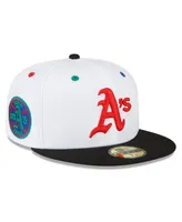 Men's New Era White, Black Oakland Athletics 1973 World Series Primary Eye 59FIFTY Fitted Hat