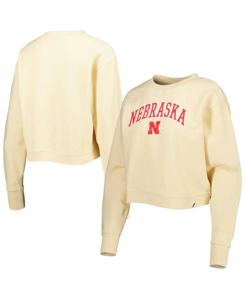 Women's League Collegiate Wear Cream Nebraska Huskers Classic Campus Corded Timber Sweatshirt