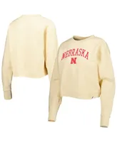 Women's League Collegiate Wear Cream Nebraska Huskers Classic Campus Corded Timber Sweatshirt