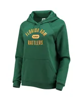 Women's Nike x LeBron James Green Florida A&M Rattlers Pillbox Varsity Raglan Pullover Hoodie