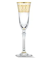 Lorren Home Trends Gold-Tone Embellished Champagne Flutes with Gold-Tone Rings, Set of 4