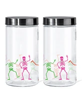 Style Setter Colorful Skeletons Glass Jar, 60 oz