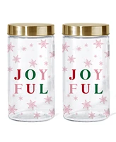 Style Setter Joyful Pink Snowflakes Glass Jar, 60 oz