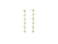 Pearl Strand with Cubic Zirconia Top Dangle Earrings